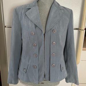 CONCEPTS Conrad C Collection Zippered Jacket Light Blue Faux Suede
